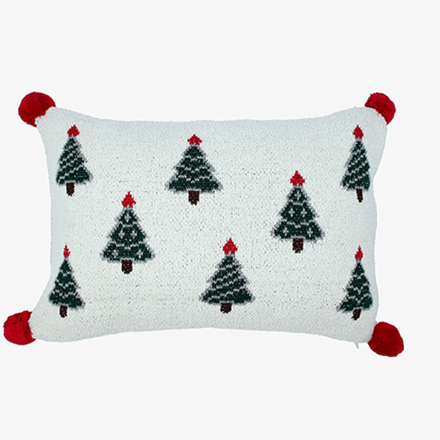 Funda de coj&iacute;n con &aacute;rboles y pompones Tree 50x35cm