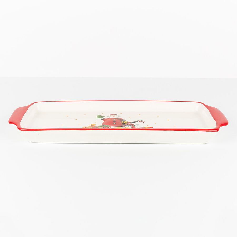 Bandeja rectangular de cerámica Santa Claus 40x15cm