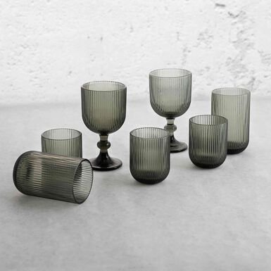 Vaso bajo de vidrio gris Noir 28cl