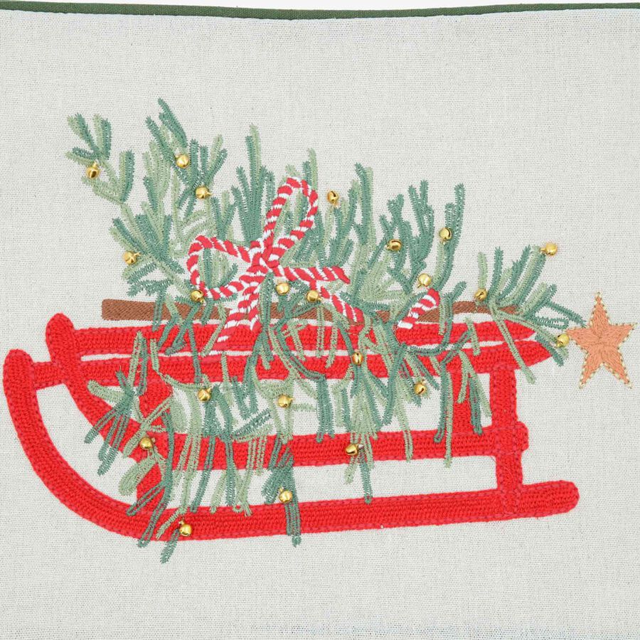 Funda de coj&iacute;n trineo con &aacute;rbol 30x45cm