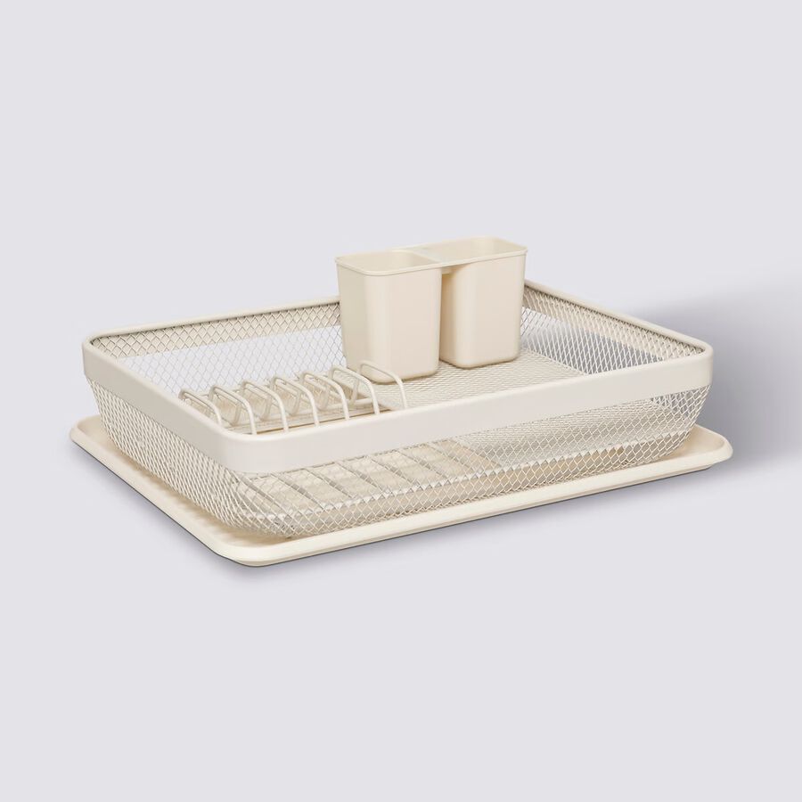 Escurridor de platos 1 nivel de metal beige 43,5x32,5x14cm