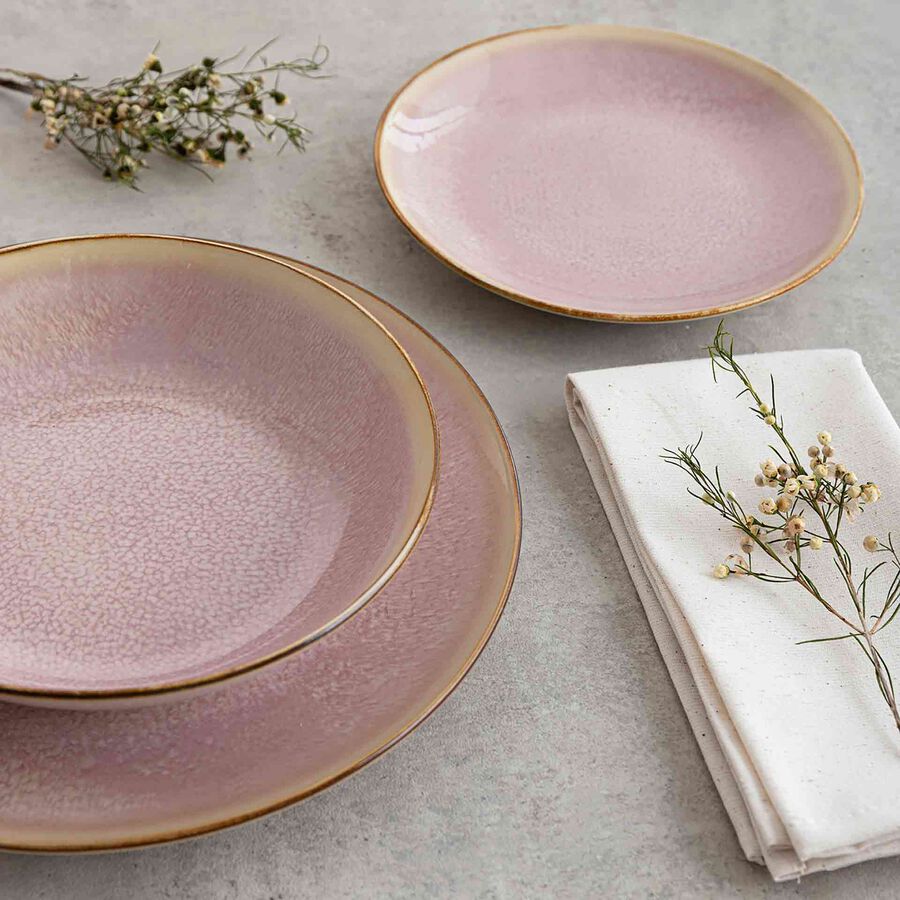 Vajilla de 12 piezas de porcelana rosa Blush