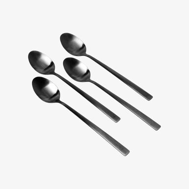 Set de 4 cucharas de acero inoxidable negro Petra 18cm