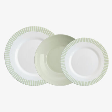 Vajilla de 12 piezas verde de vidrio opal Romantic