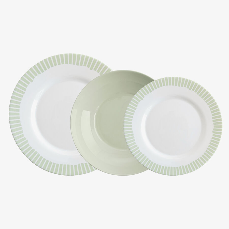 Vajilla de 12 piezas verde de vidrio opal Romantic