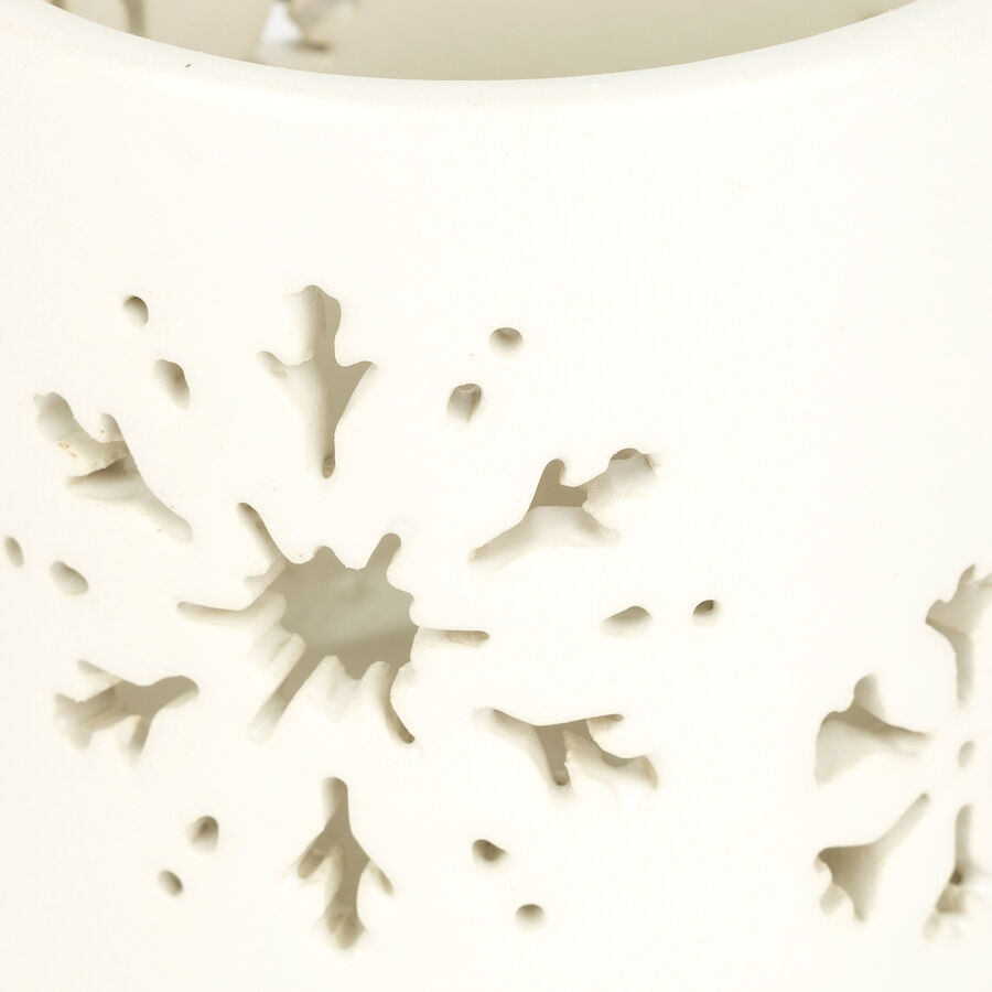 Portavelas de cer&aacute;mica blanca Snow 8cm