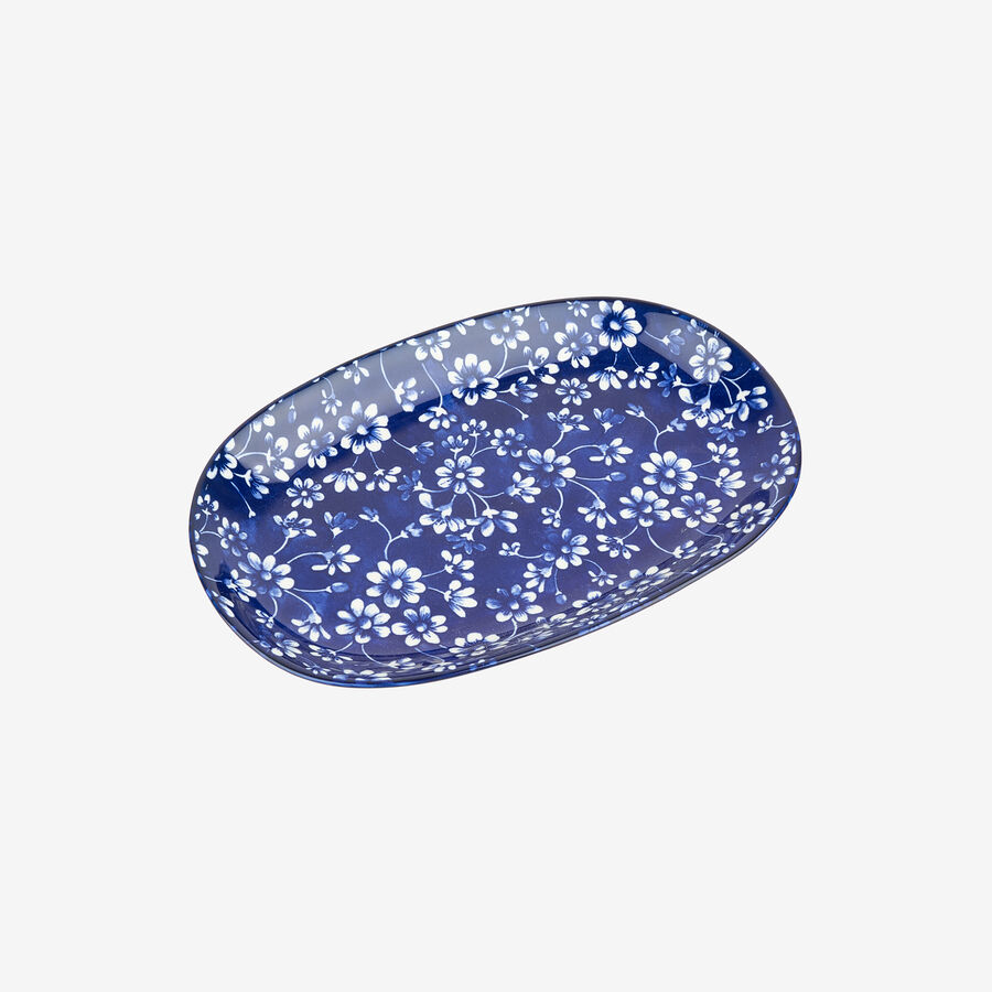 Bandeja ovalada de porcelana azul Nara 23cm