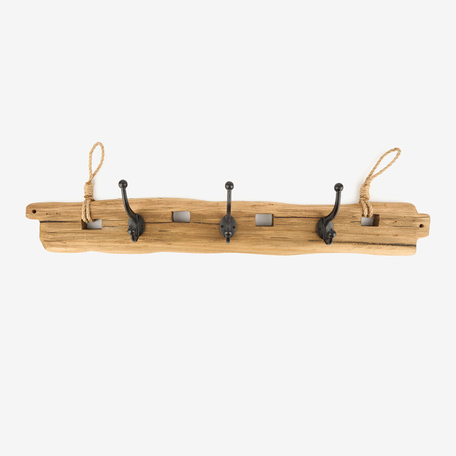 Perchero de pared de madera con 3 ganchos 75x13,5cm