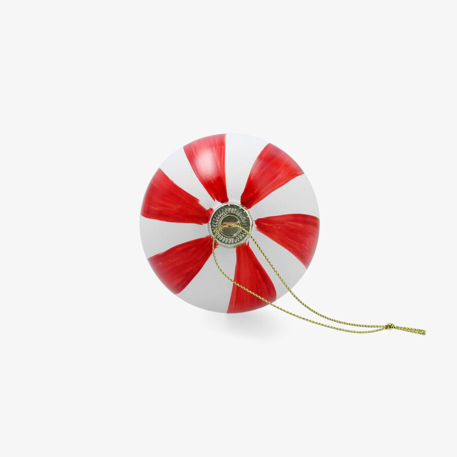 Bola de Navidad roja y blanca de cristal &Oslash;8cm