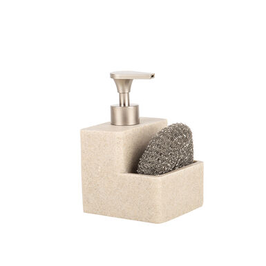 Dispensador de jab&oacute;n de cocina de cer&aacute;mica beige 16x11cm
