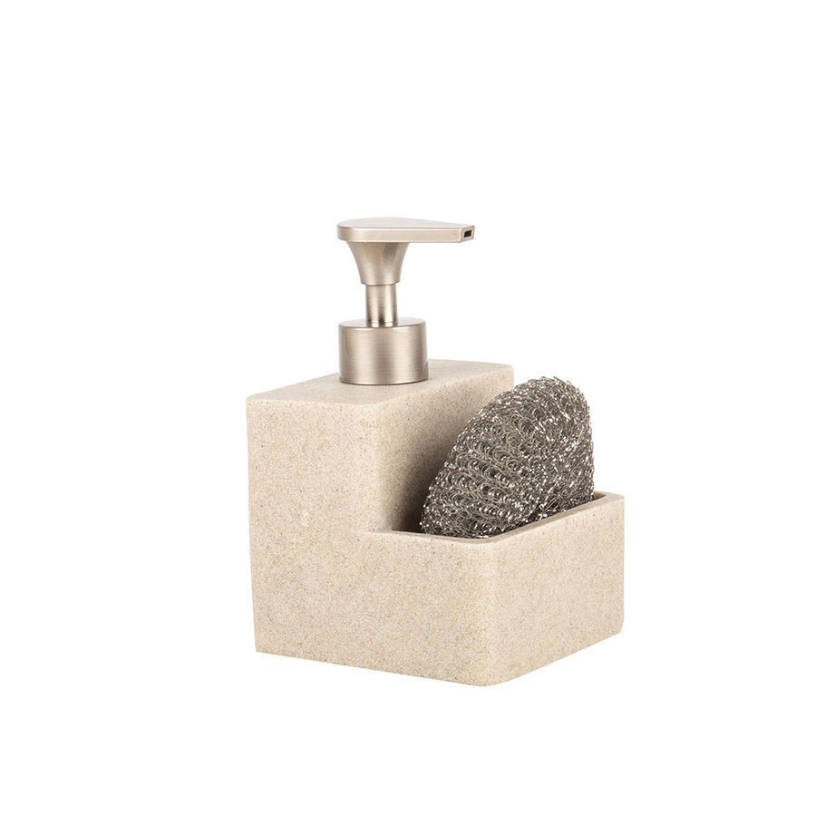 Dispensador de jab&oacute;n de cocina de cer&aacute;mica beige 16x11cm