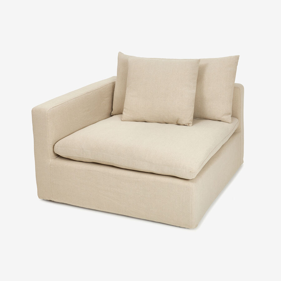 Sofá de 3 plazas de lino beige Aiden 220x110x80 Clau&Chloe