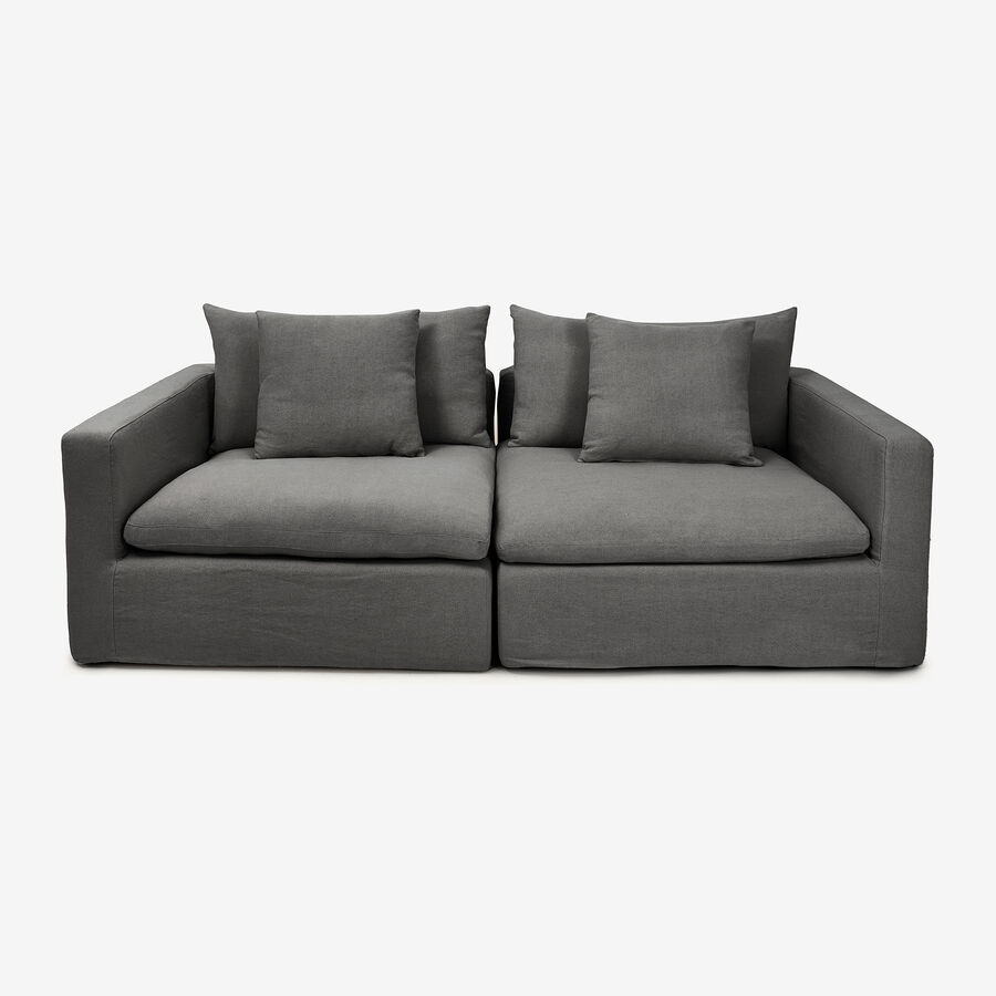 Sofá de 3 plazas de lino gris Aiden 220x110x80cm Clau&Chloe