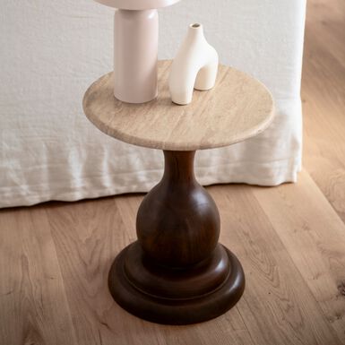 Mesa auxiliar de m&aacute;rmol Essen &Oslash;40x45cm Clau&Chloe