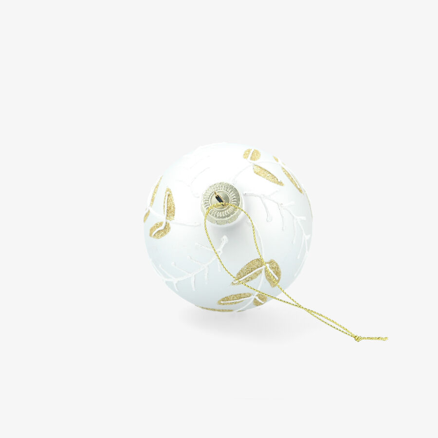 Bola de Navidad blanca y dorada de cristal &Oslash;8cm