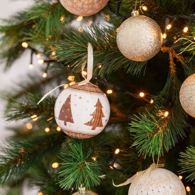 Set de 6 bolas decorativas doradas Árboles 7,5cm