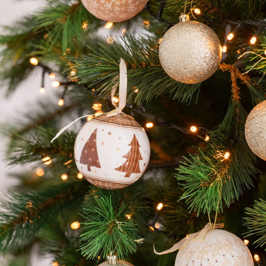 Set de 6 bolas decorativas doradas Árboles 7,5cm