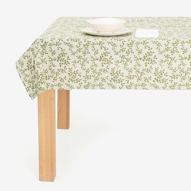 Mantel verde oliva de algod&oacute;n reciclado Jana 135x140cm
