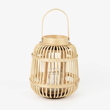 Farol de madera de bambú Chairo Ø24x19cm