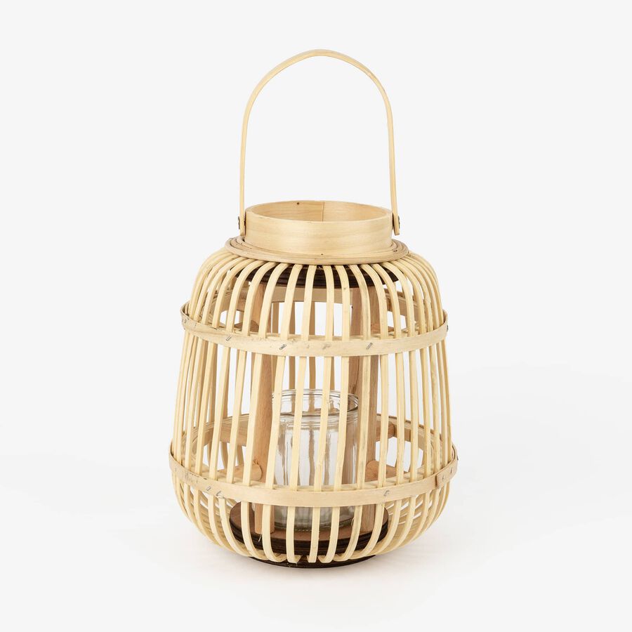Farol de madera de bambú Chairo Ø24x19cm