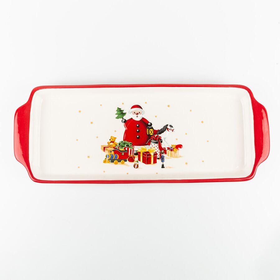 Bandeja rectangular de cerámica Santa Claus 40x15cm