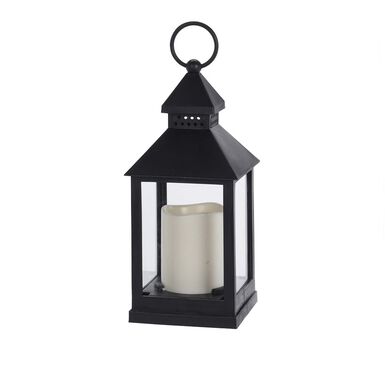 Farol con vela LED negro Ampul 10,5x10,5x23cm