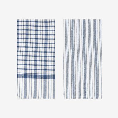 Set de 2 paños de algodón con rayas azules Midson45x65cm