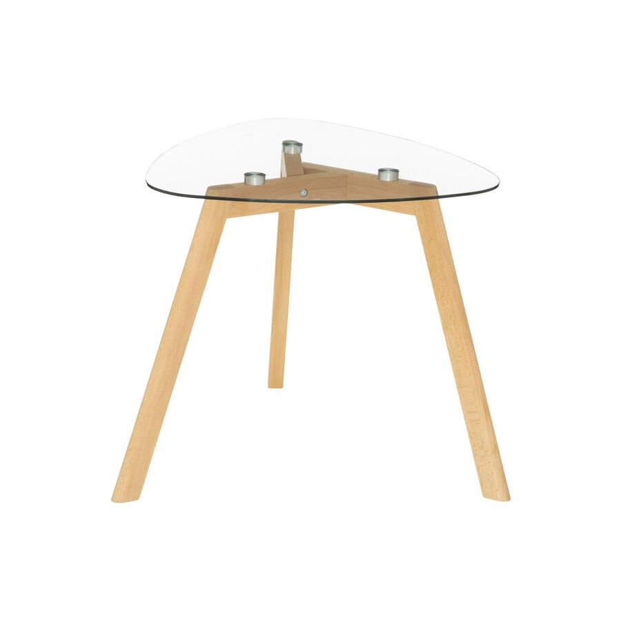 Set de 2 mesas auxiliares de cristal y madera de haya Agres