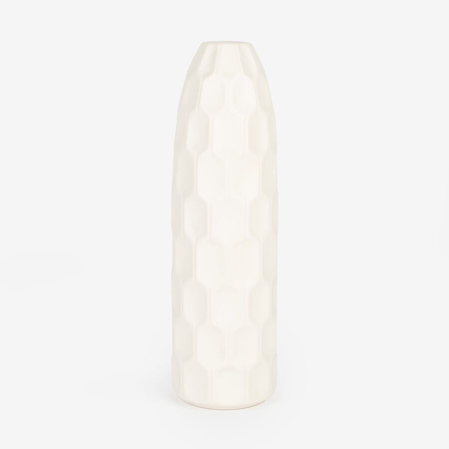 Jarrón de gres blanco Simón Ø9x31cm