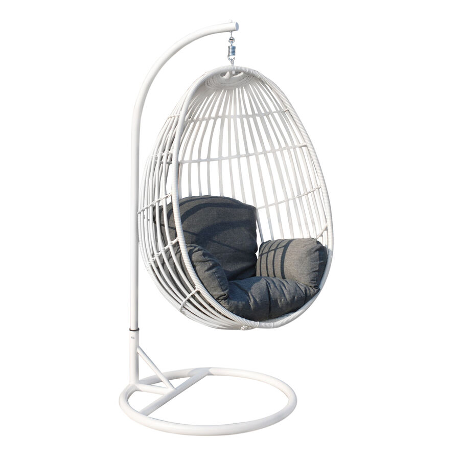 Sillón colgante blanco con cojín gris Summer 98x98x203 cm