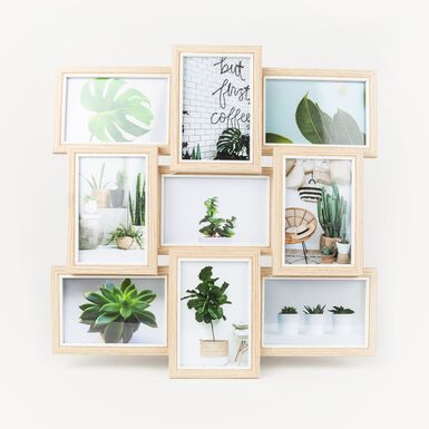Marco para 9 fotos de madera MDF 45x45cm