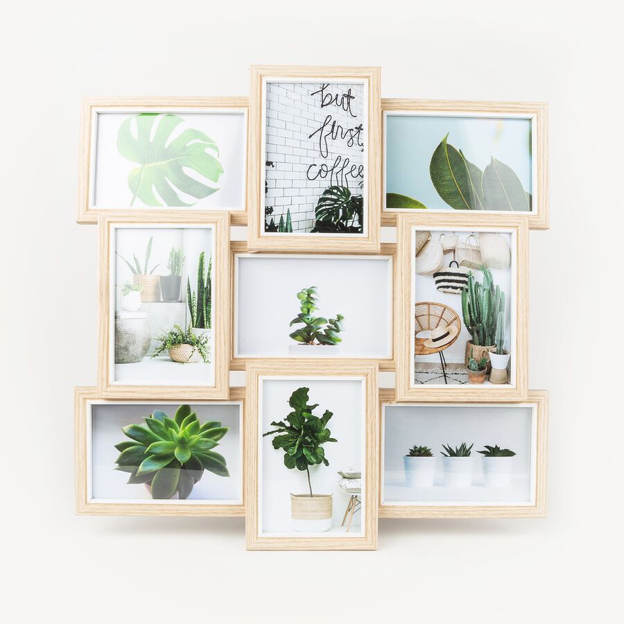 Marco para 9 fotos de madera MDF 45x45cm