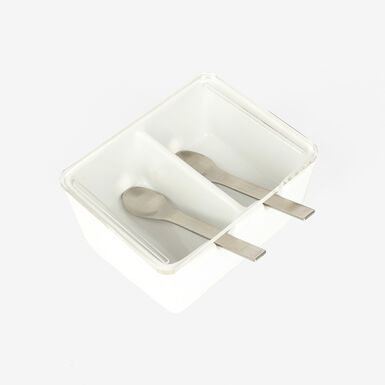 Azucarero doble blanco de cer&aacute;mica 13x10x6cm