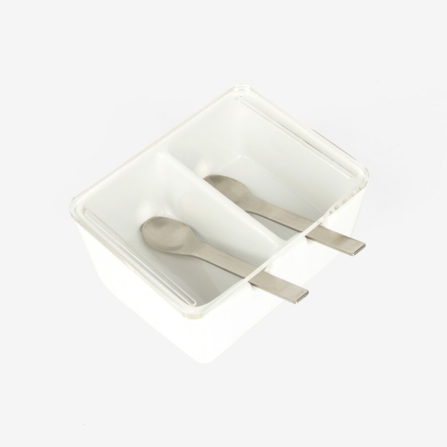 Azucarero doble blanco de cer&aacute;mica 13x10x6cm