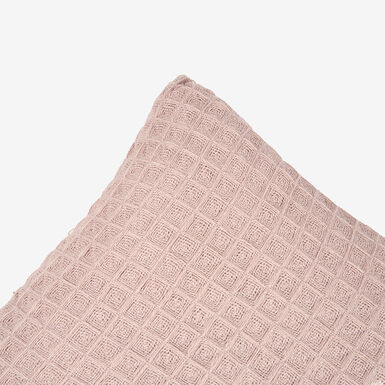 Cojín de algodón lila Waffle 45x45cm