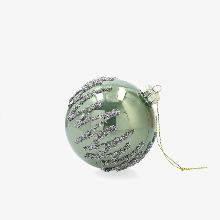 Bola de Navidad verde salvia de cristal &Oslash;8cm