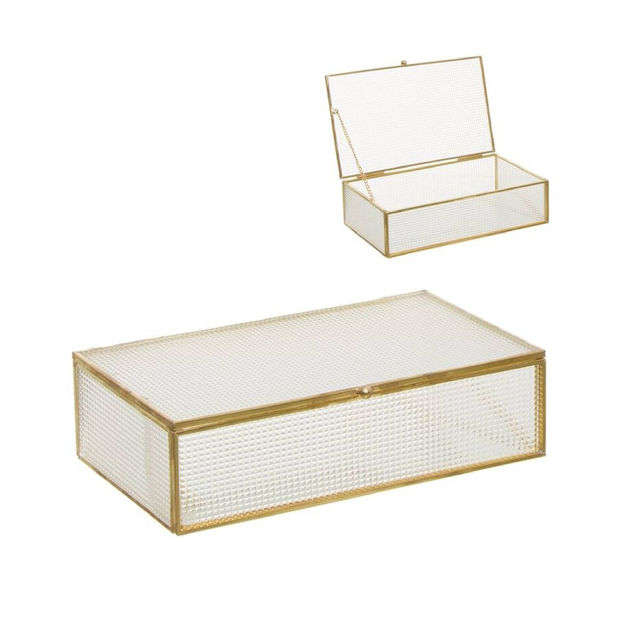 Joyero cristal tallado oro Felia 24x14x7cm