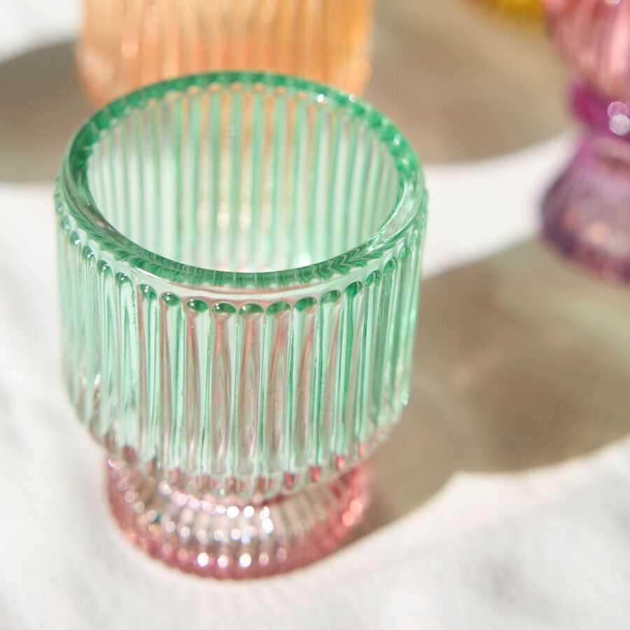 Portavelas de vidrio de colores Dinis