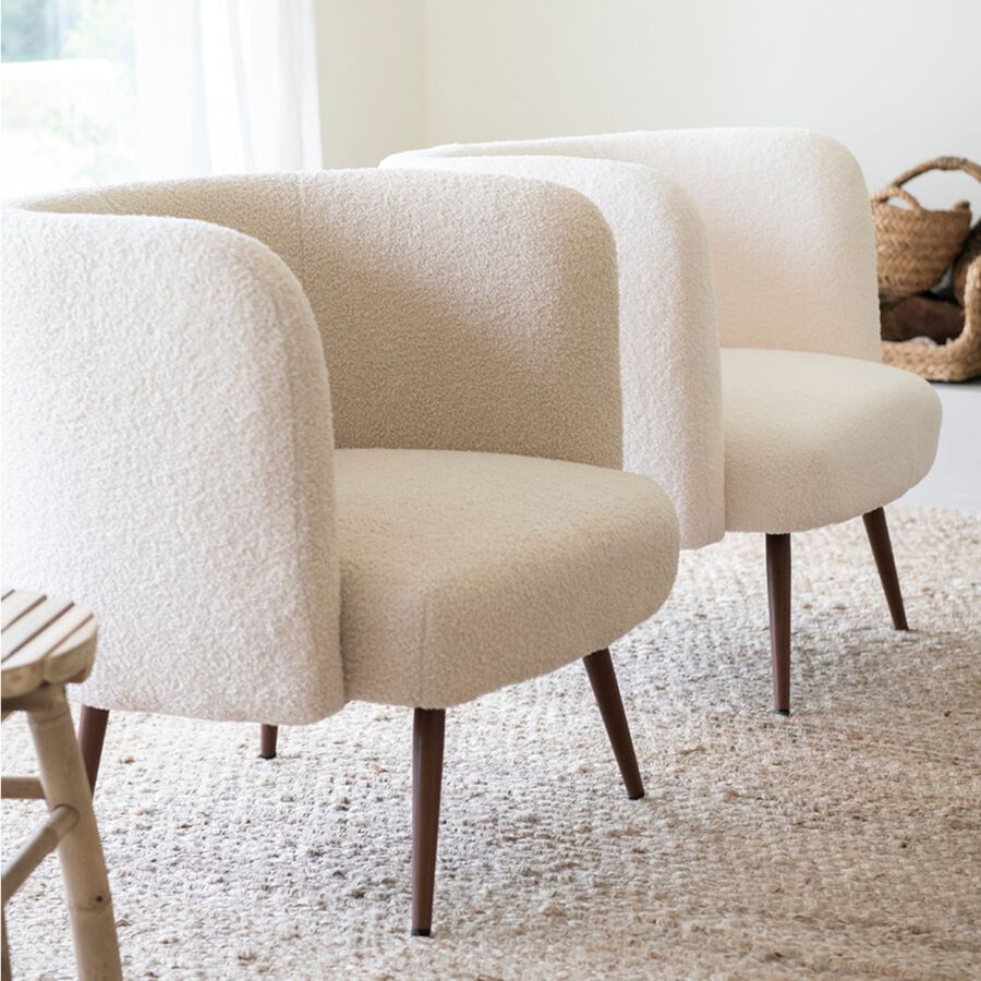 Butaca de borreguito beige Berta 77x60x72 cm