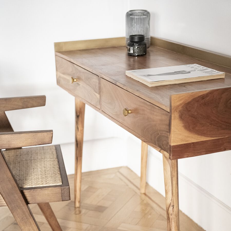 Escritorio de madera acacia Minos 120x50x86cm Clau&Chloe