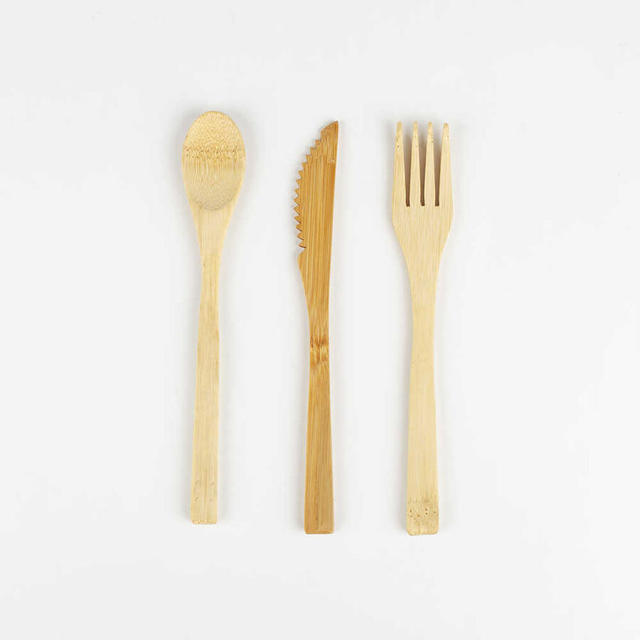 Set de 3 cubiertos reutilizables de bambú