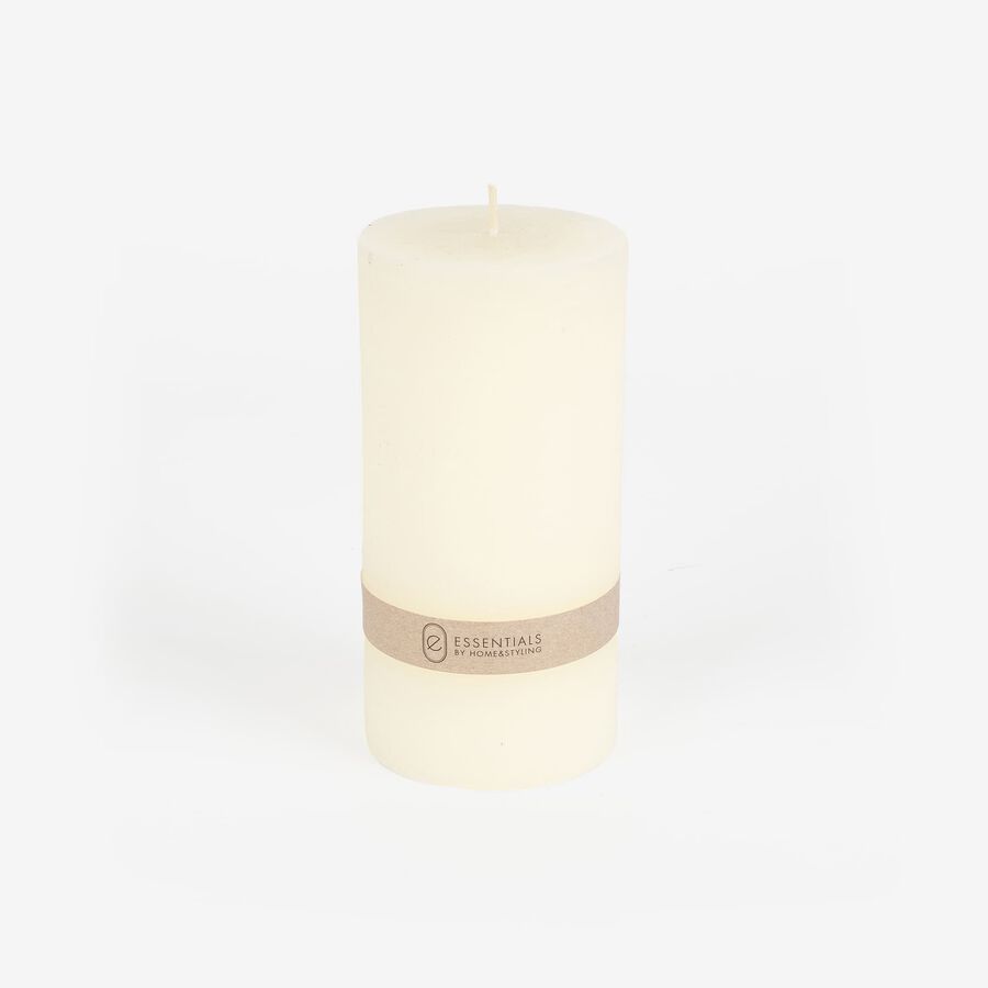 Vela decorativa cilindro crema Kanea &Oslash;7x14cm
