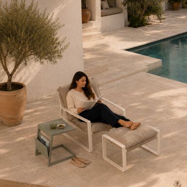 Sillon reclinable de jard&iacute;n de aluminio blanco Lambor 151x69x73cm