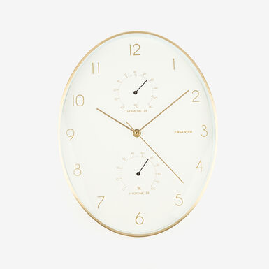Reloj de pared ovalado dorado &Oslash;32x24cm