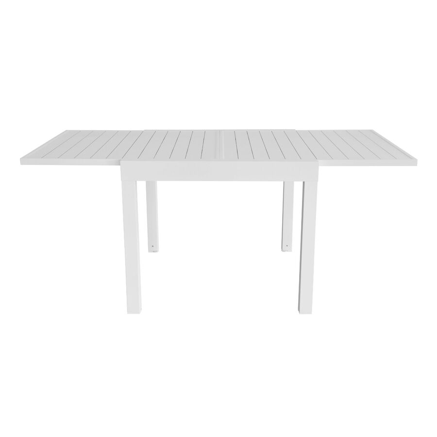 Mesa de jard&iacute;n extensible de aluminio blanca Nijar 90/180x90x76cm