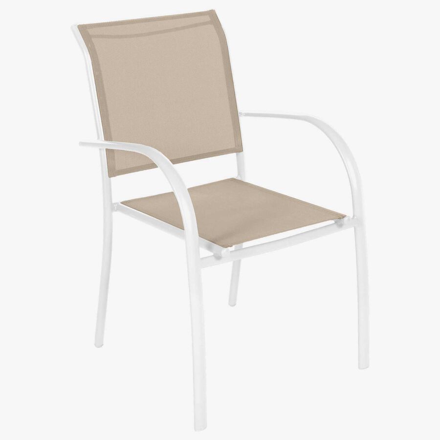 Silla de jard&iacute;n apilable de aluminio blanca Piazor 56x65x88cm