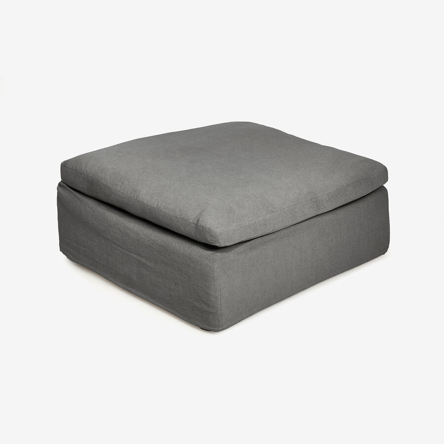 Puf de lino gris Aiden 95x95x45cm Clau&Chloe