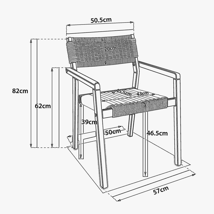 Set de 2 sillones de jard&iacute;n apilables de madera de acacia Temira 57x61x82cm