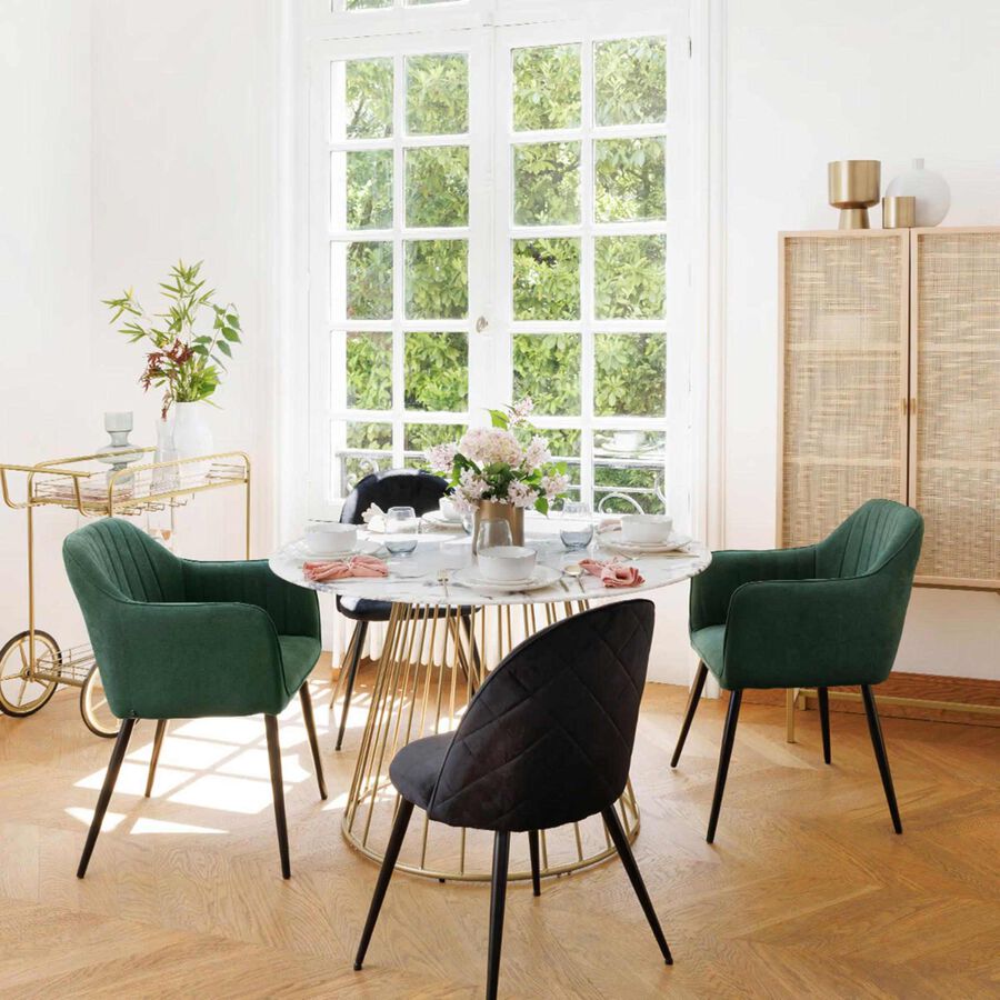 Mesa de comedor de vidrio efecto m&aacute;rmol Moren &Oslash;120cm 