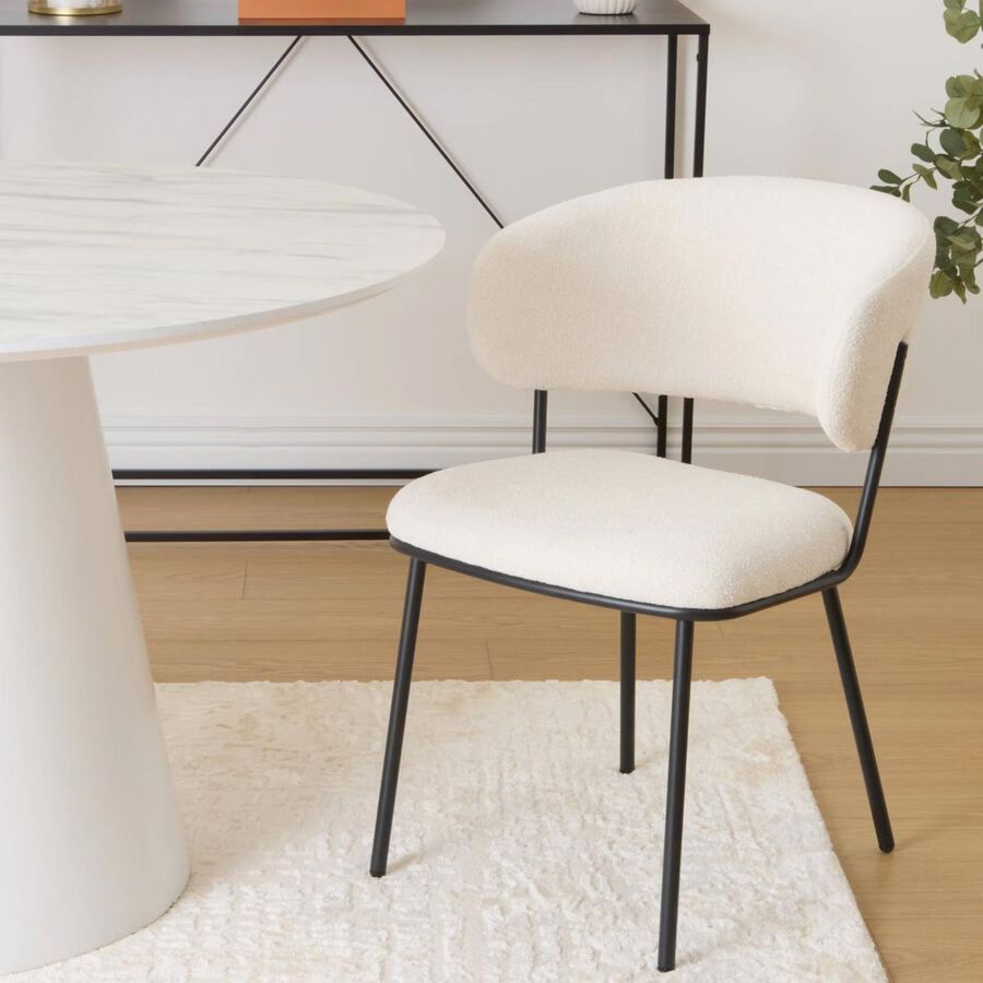 Sill&oacute;n de comedor marfil de chenilla Borel 